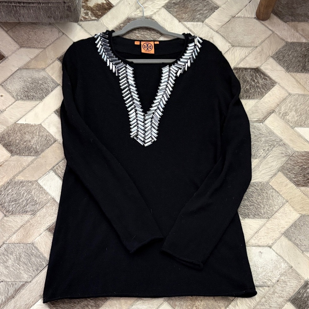 Tory Burch Black Tunic with White Detailing